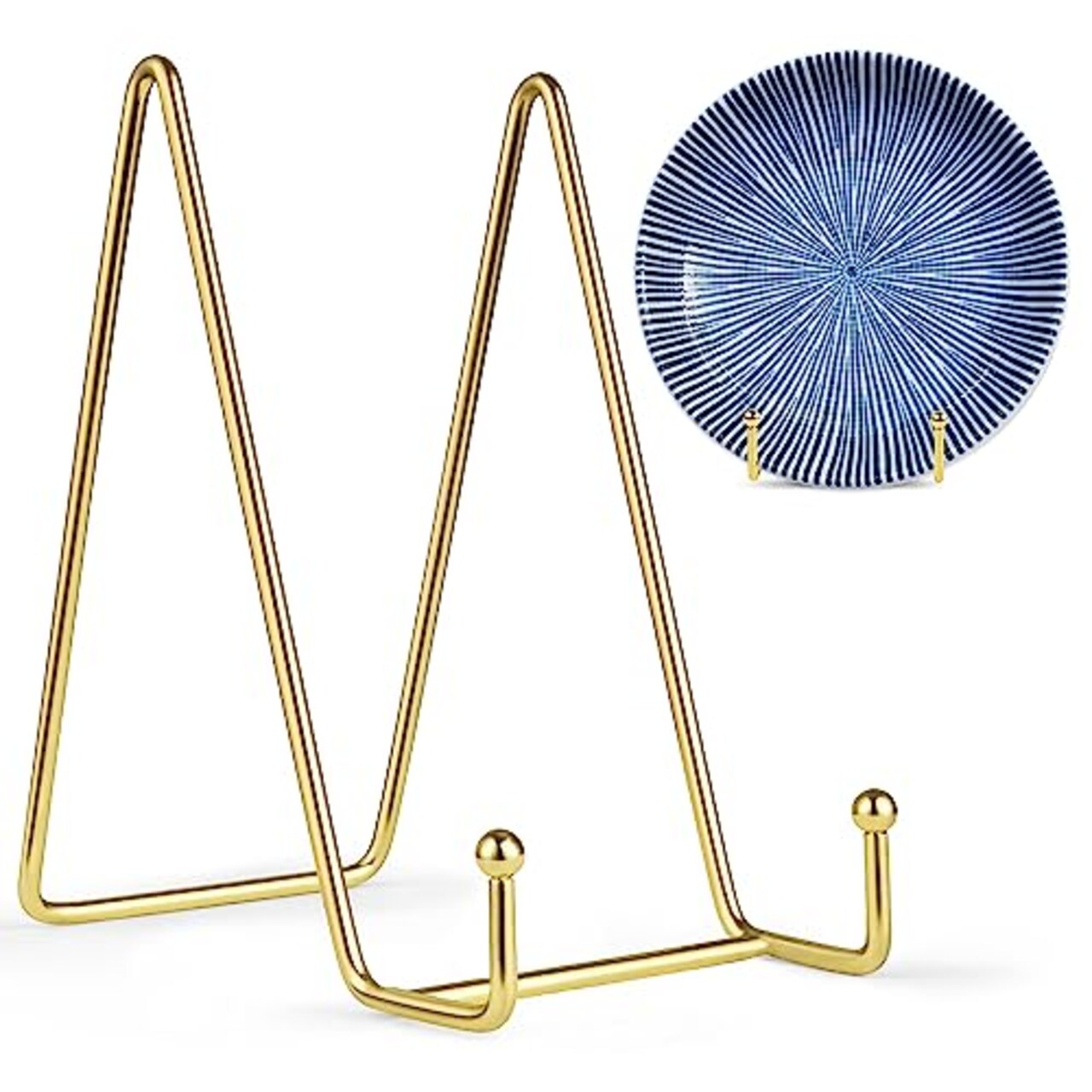 Mocoosy 2 Pack 6 Inch Gold Plate Stands for Display, Metal Square